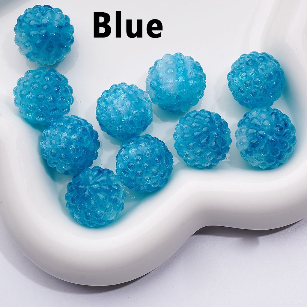 マルチカラーグリッターシャイニーワックスベリー樹脂アクリルビーズ、約18MM
