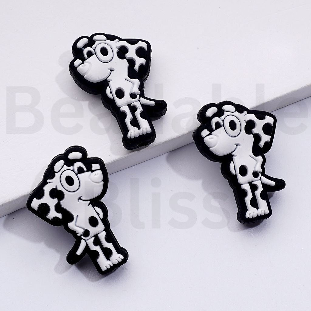 Cute Puppy Dalmatian Dog Chlo Blue Silicone Focal Beads