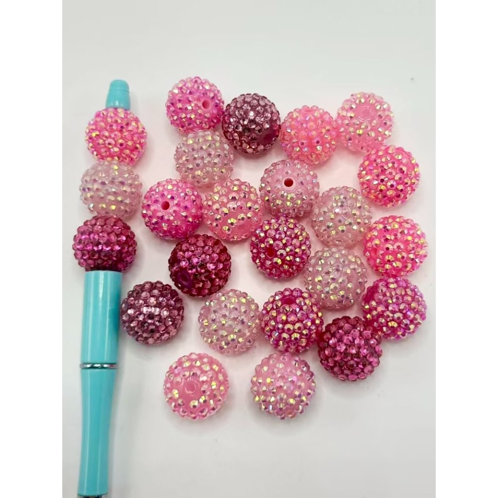 大きな赤ピンクの丸型アクリルビーズ、ランダムミックス、20mm