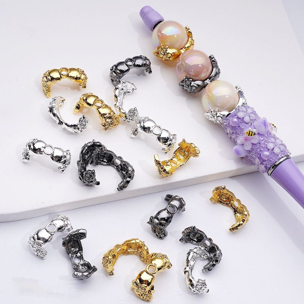 Fancy Gold Silver Gun Black Alloy Skull Skeleton Head Rose Flower Halloween Bead Cage Cap (Fit for 16MM Beads)