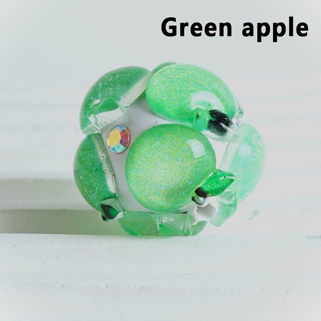 Clay Beads with Mini Apple and AB Rhinestones, with Glitter, Red and Green, 20MM