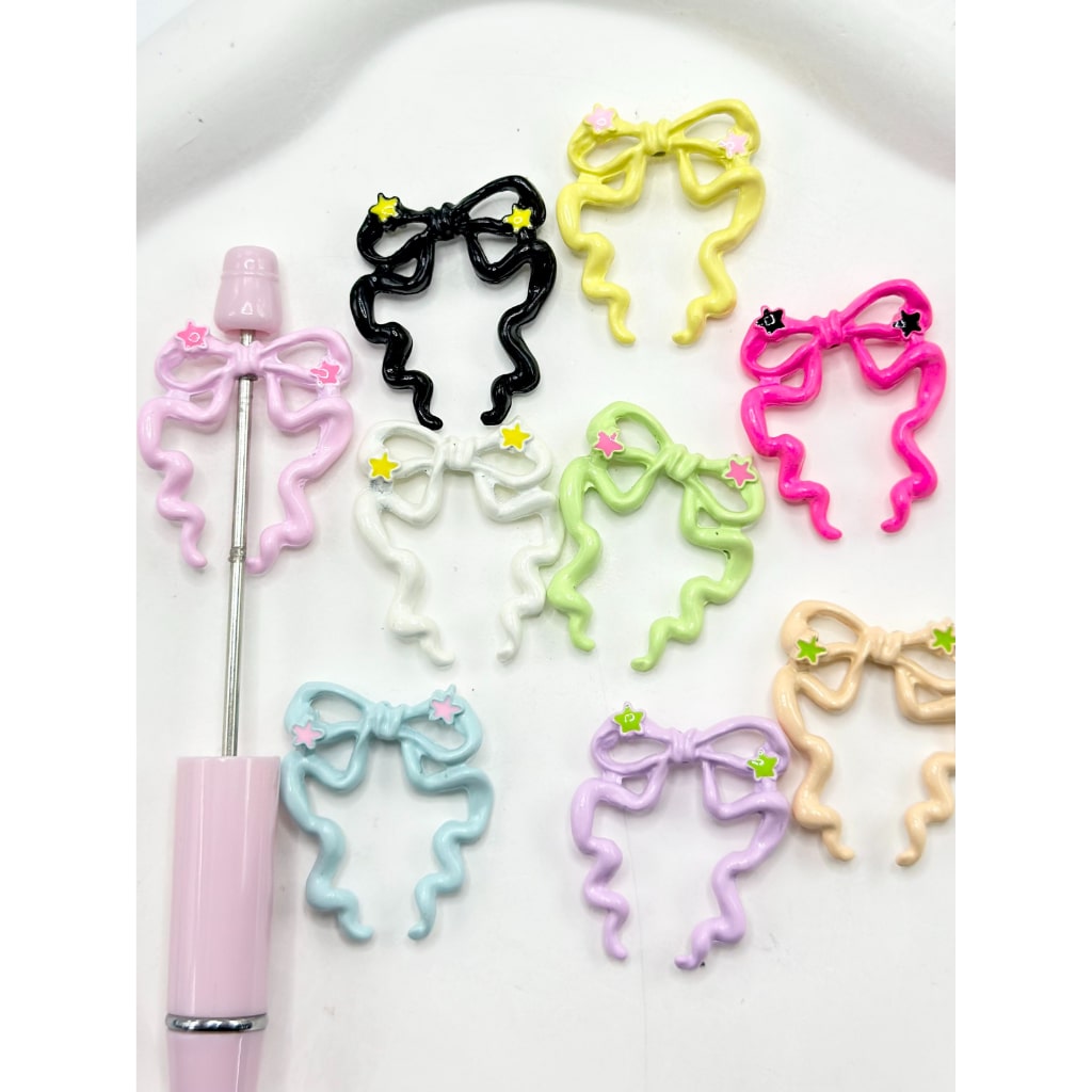 合金メタルリボン蝶結び、無地、ランダムミックス、30MM