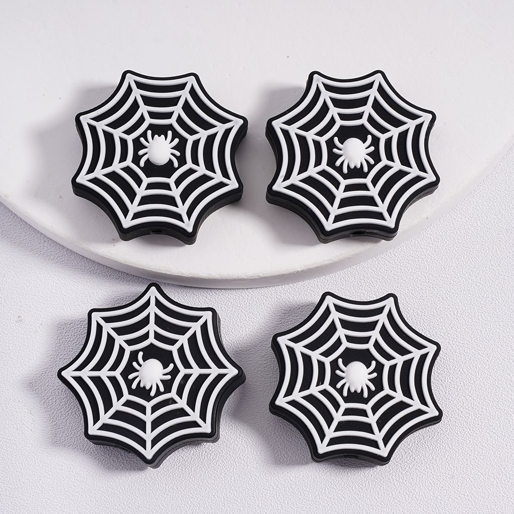 Silicone Focal Beads Vivid Spider Web Halloween