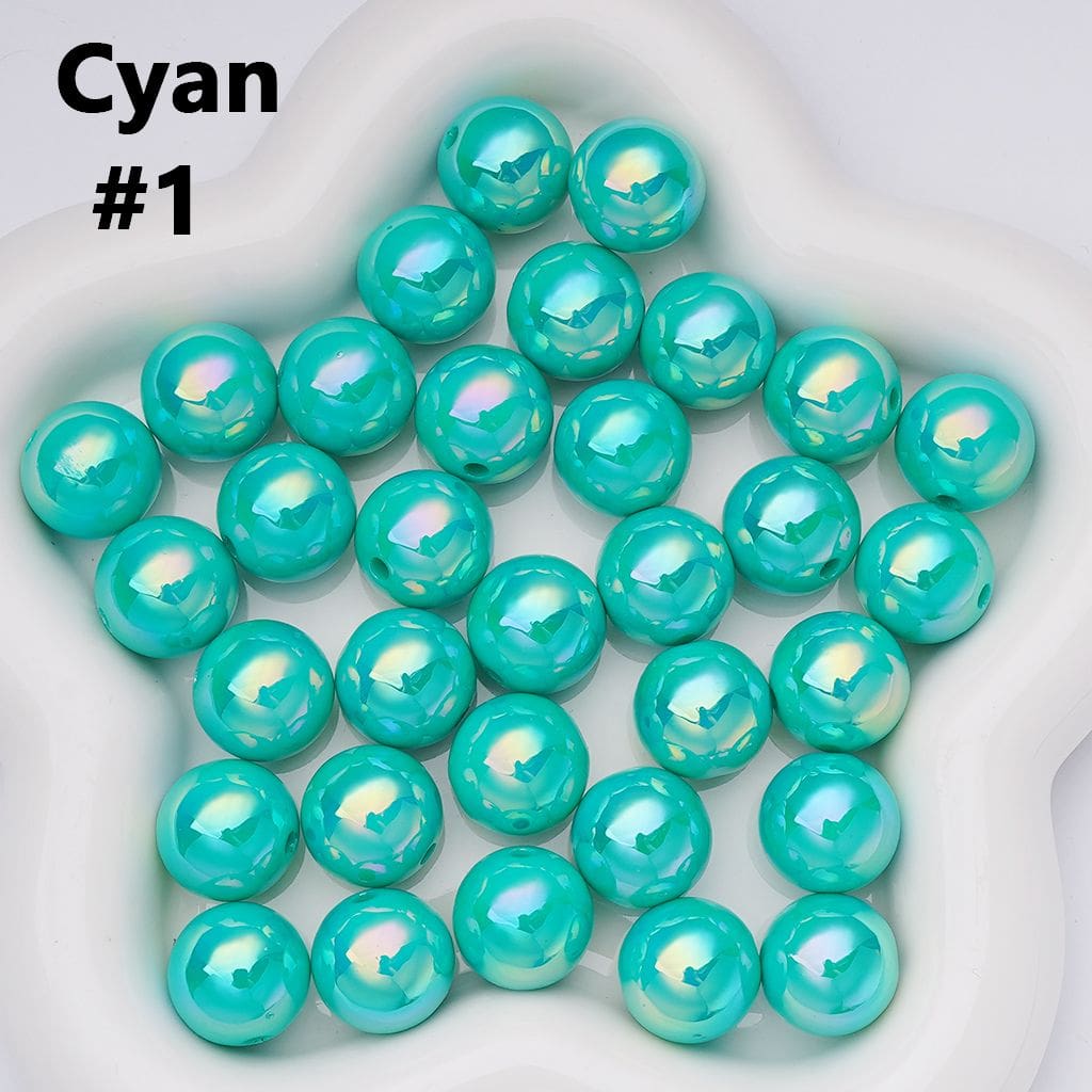 UV Coating Shiny Solid Color Round Acrylic Beads, 16MM