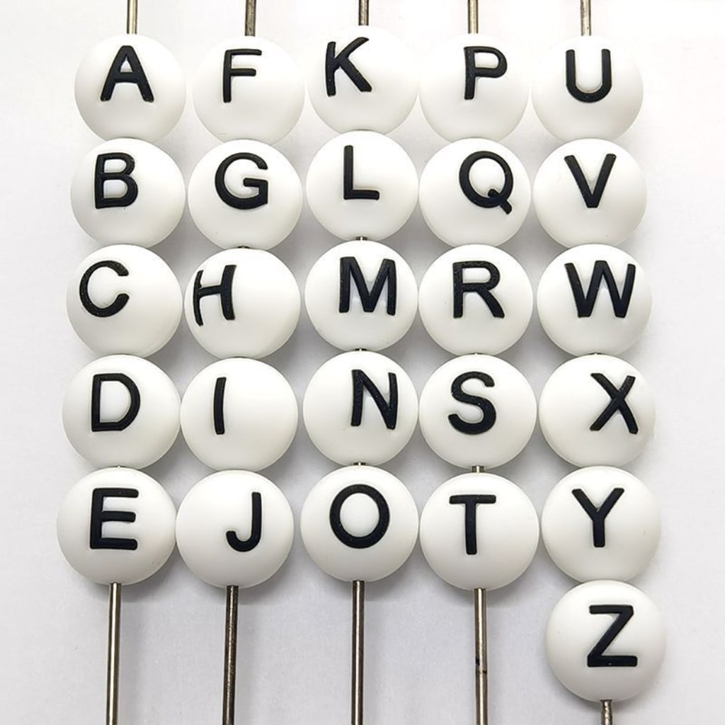 English Letter Round Silicone Beads in Solid Color, 15MM, Random Mix Letters, Please Read the Description
