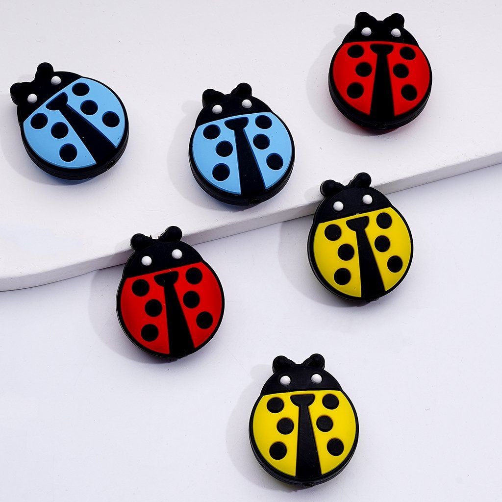 Multi-Color Cute Lady Bug Silicone Focal Beads