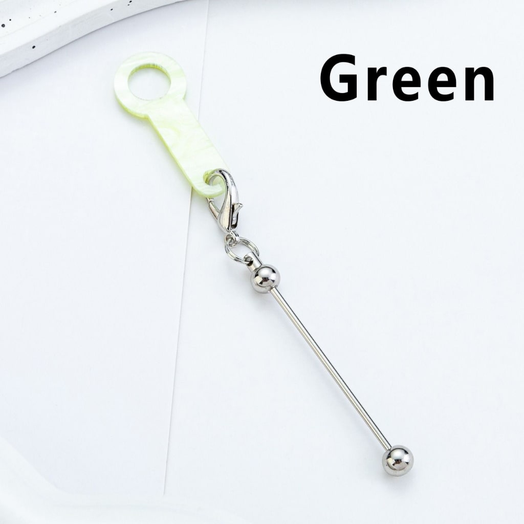 DIY Beadable Silver Metal Bar for Keychain with Carabiner Hook Plastic Long Ring Hoop on Cup's Straw, 120MM