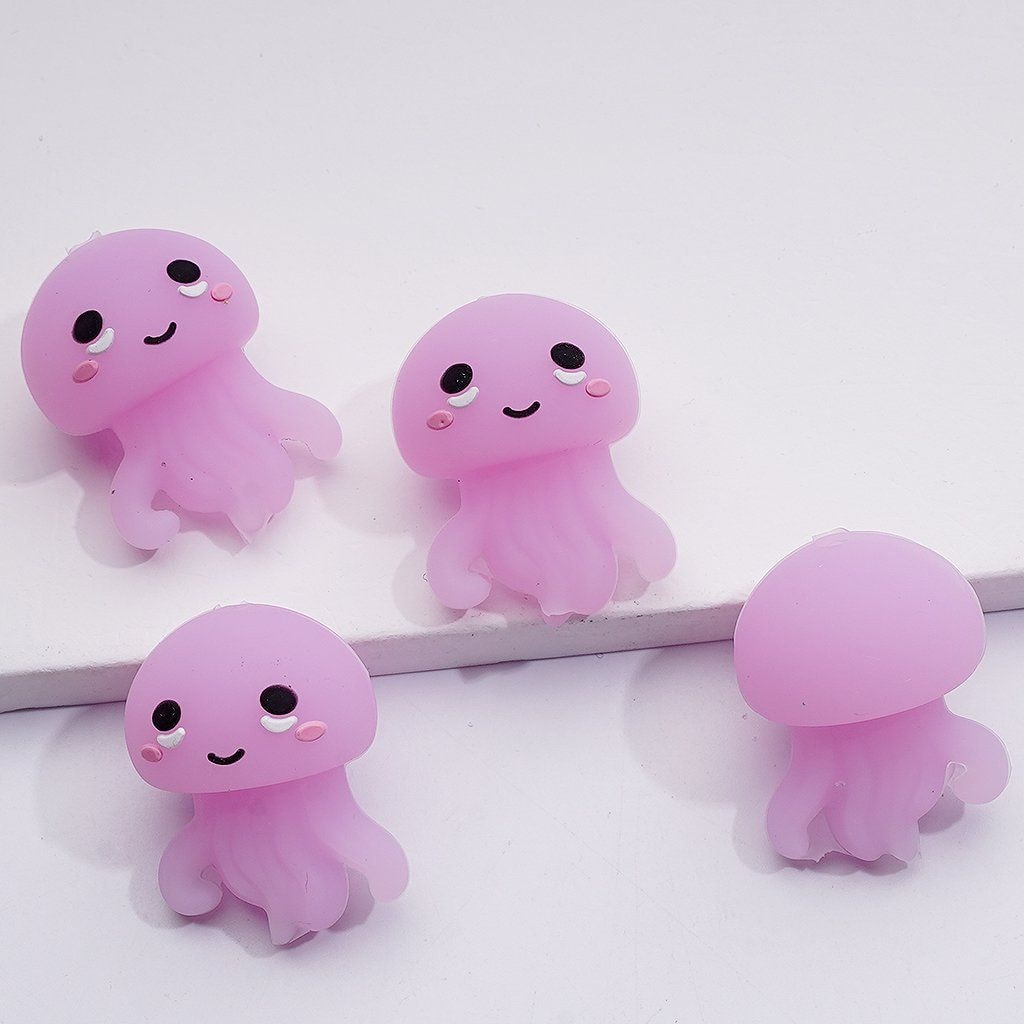 3D Mini Cute Vivid Pink Jellyfish Silicone Focal Beads