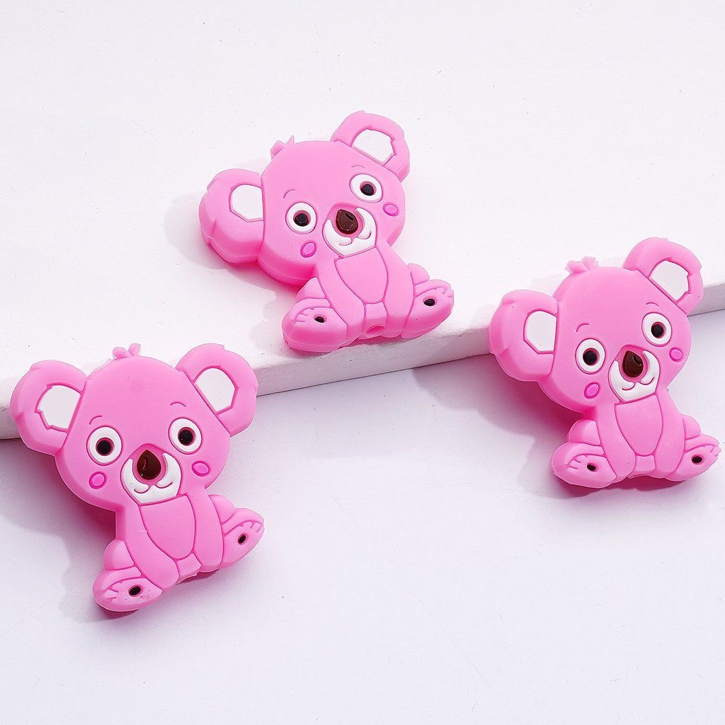 Cute Pink Blue Koala Silicone Focal Beads