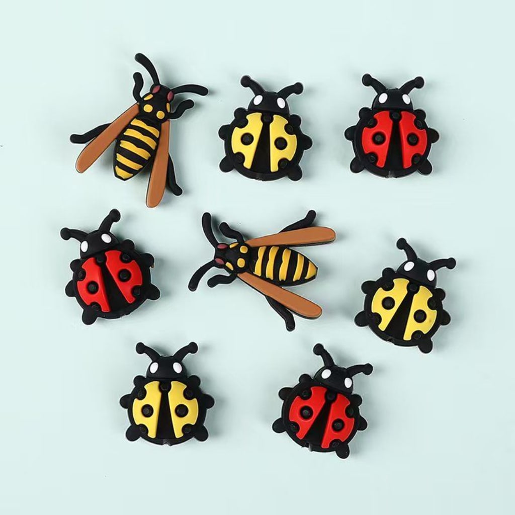 3D Cute Insects Hornet Lady Bug Silicone Focal Beads, Random Mix