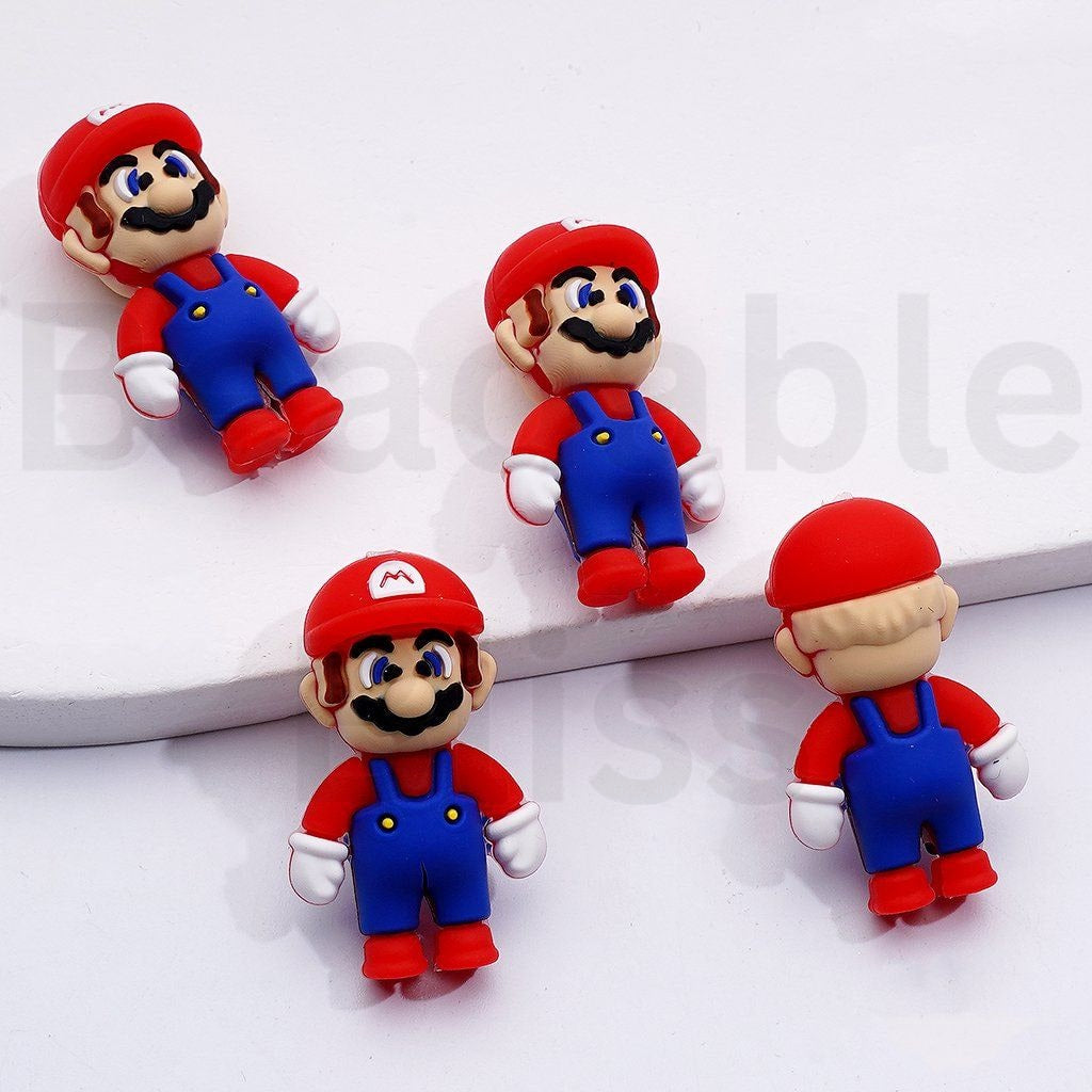 3D Cute Supe Mari With Red Hat Silicone Focal Beads
