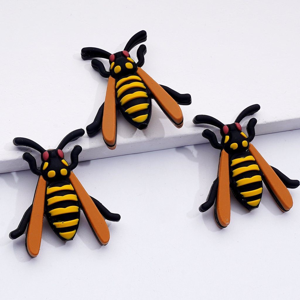 3D Cute Insects Hornet Lady Bug Silicone Focal Beads, Random Mix