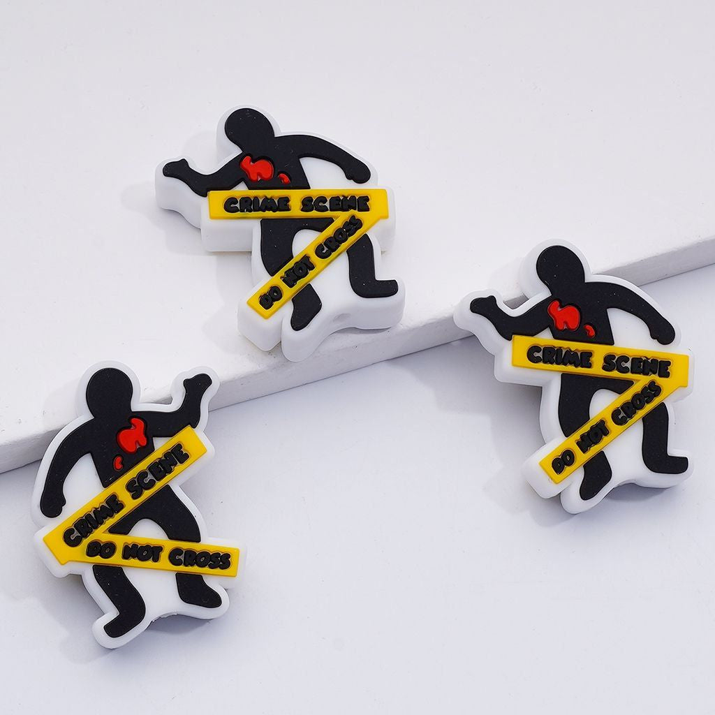 Crime Scene Do Not Cross Silicone Focal Beads