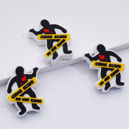 Crime Scene Do Not Cross Silicone Focal Beads