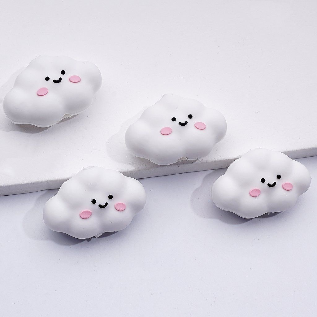 Cute Smile Face Cloud Silicone Focal Beads