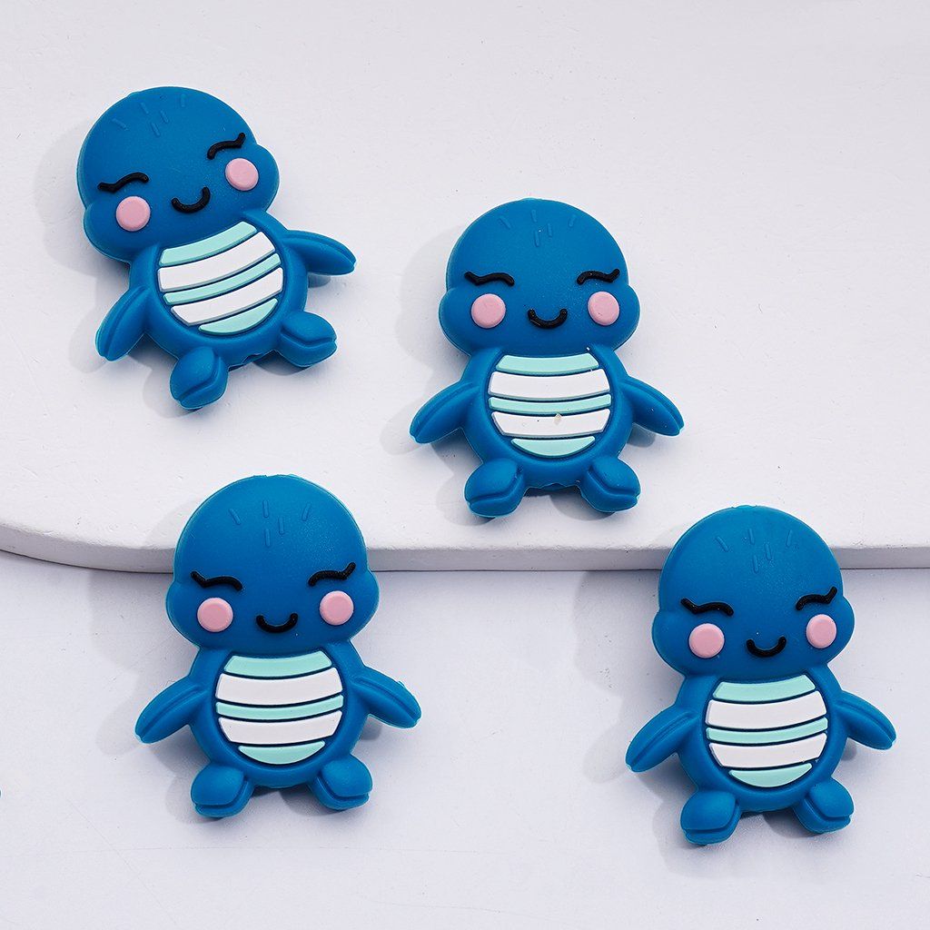 Little Cute Blue Turtle Tortoise Silicone Focal Beads