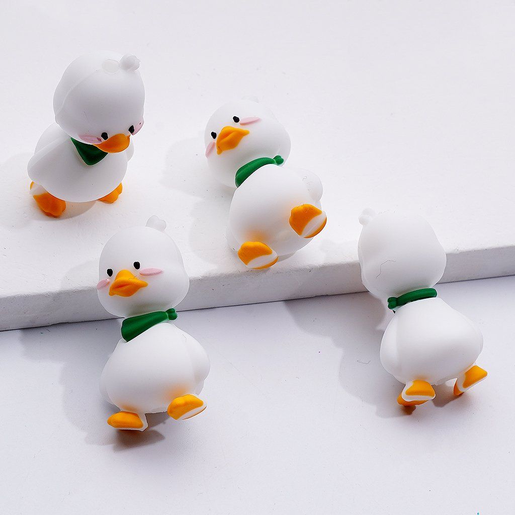 3D Little Cute White Duck Silicone Focal Beads