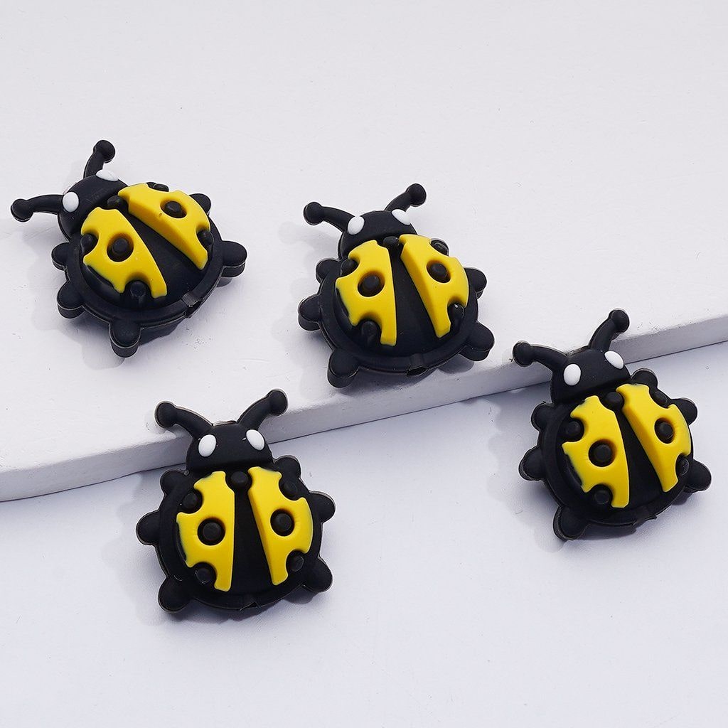 3D Cute Insects Hornet Lady Bug Silicone Focal Beads, Random Mix