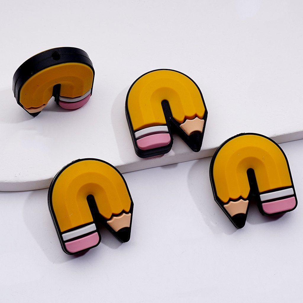 Cute Crooked Pencil Silicone Focal Beads