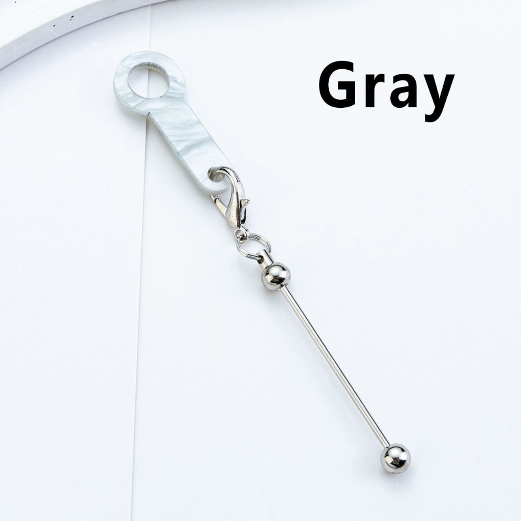 DIY Beadable Silver Metal Bar for Keychain with Carabiner Hook Plastic Long Ring Hoop on Cup's Straw, 120MM