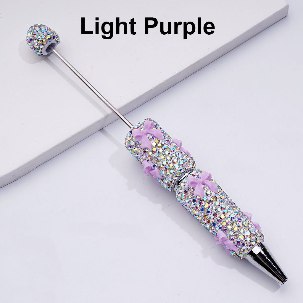 Beadable Clay Pens with Cute Bowknots AB Rhinestones Covered the Entire Pen
