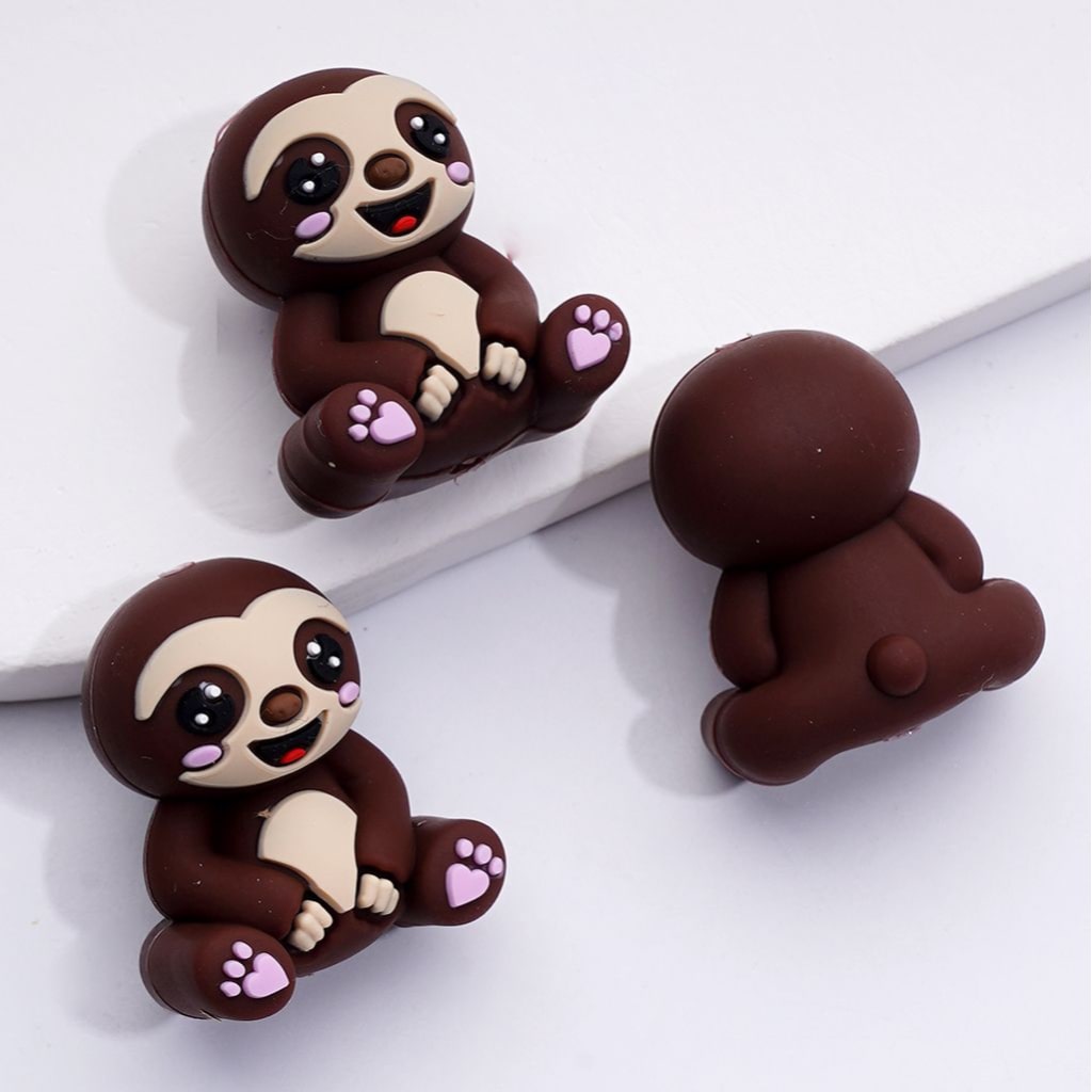 3D Cute Vivid Sloth Silicone Focal Beads