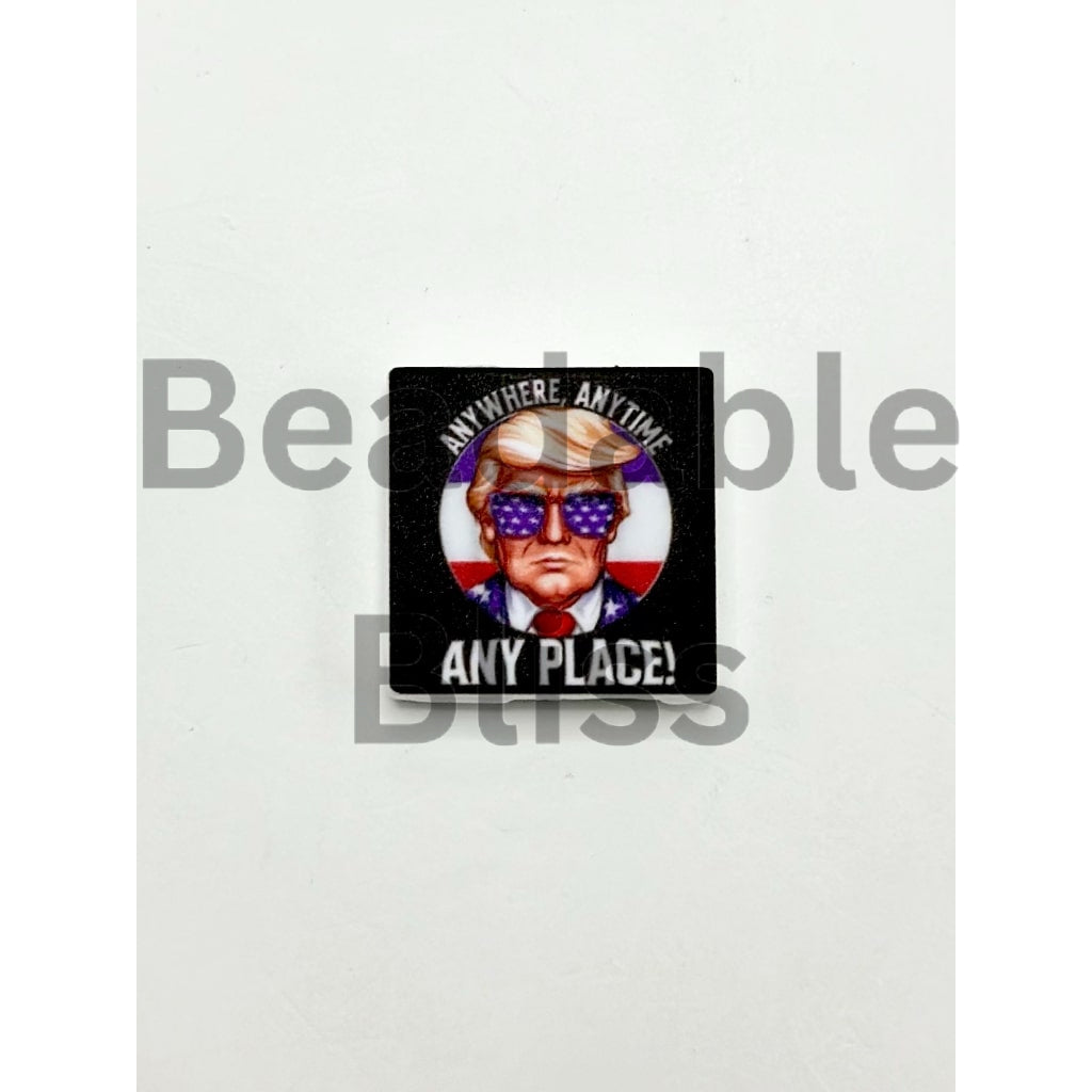 Anywhere Anytime Anyplace Tramp USA President Election 2024 Silicone Focal Beads, (ship out in around 4-6 Days after ordering)