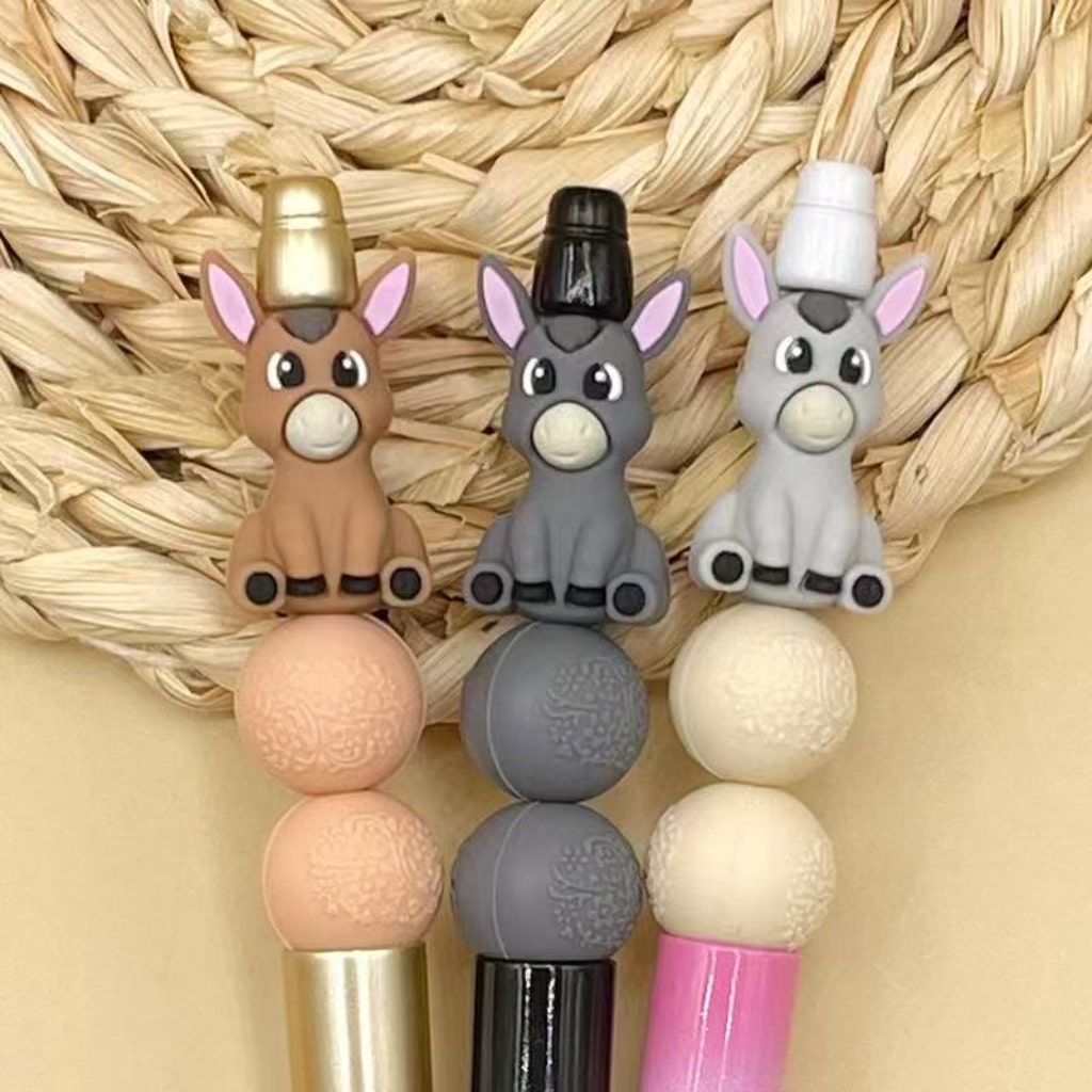 3D Little Cute Donkey Silicone Focal Beads