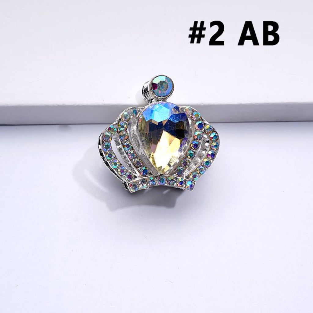 Bling Bling Silver Alloy Crown with Mini AB Rhinestones Colorful Water Drops Beads, Around 24*23MM