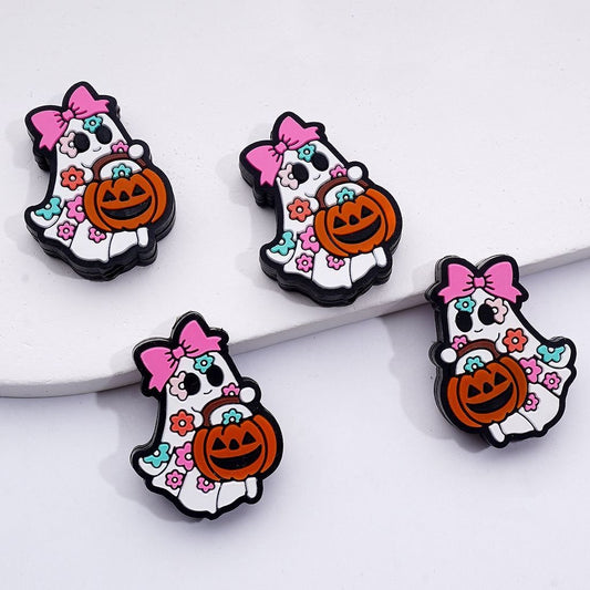 Cute Spooky Holds Pumpkin Basket Halloween Silicone Focal Beads