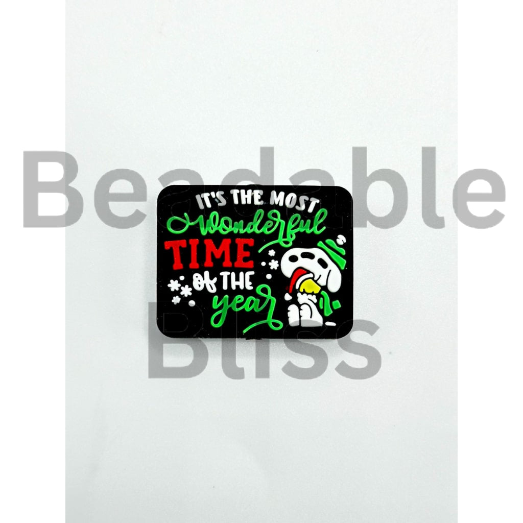It's the Most Wonderful Time of the Year Holiday Dog Silicone Focal Beads