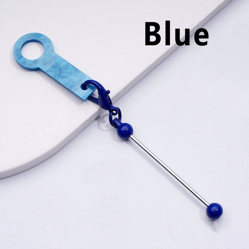DIY Beadable Metal Bar for Keychain in Solid Color with Carabiner Hook Plastic Long Ring Hoop on Cup's Straw, 116MM