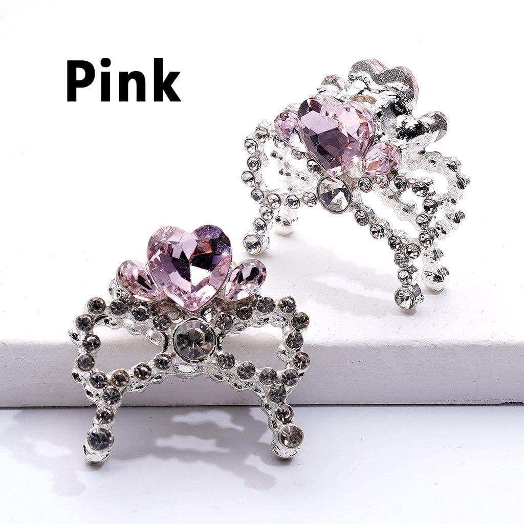 Bling Bling Fancy Silver Alloy Bowknot Beads with Multi-Color Heart Rhinestones for Jewelry Accessories