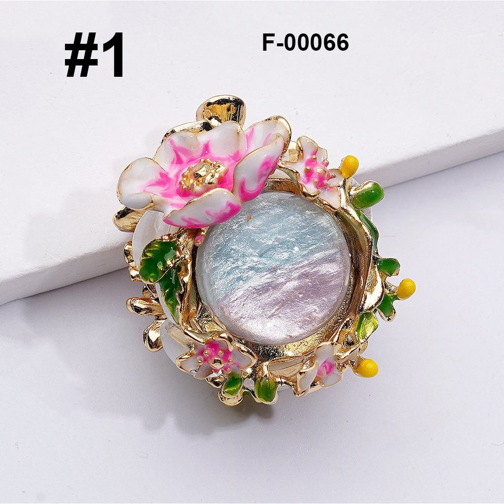 Exquisite Fancy Gold Alloy Flowers with Large Hemispherical Rhinestones Clay Beads, Around 28*26*24MM