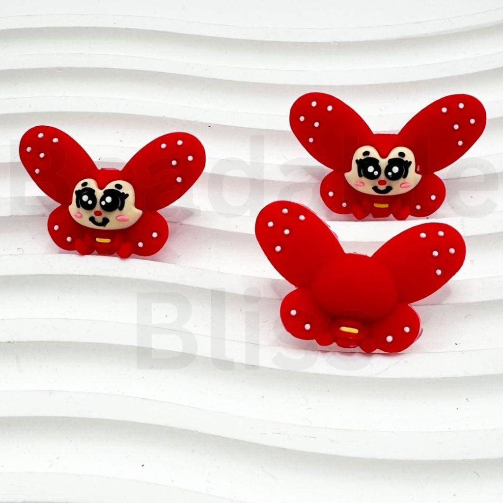 3Dミニかわいい赤い蜂の蝶昆虫シリコンフォーカルビーズ