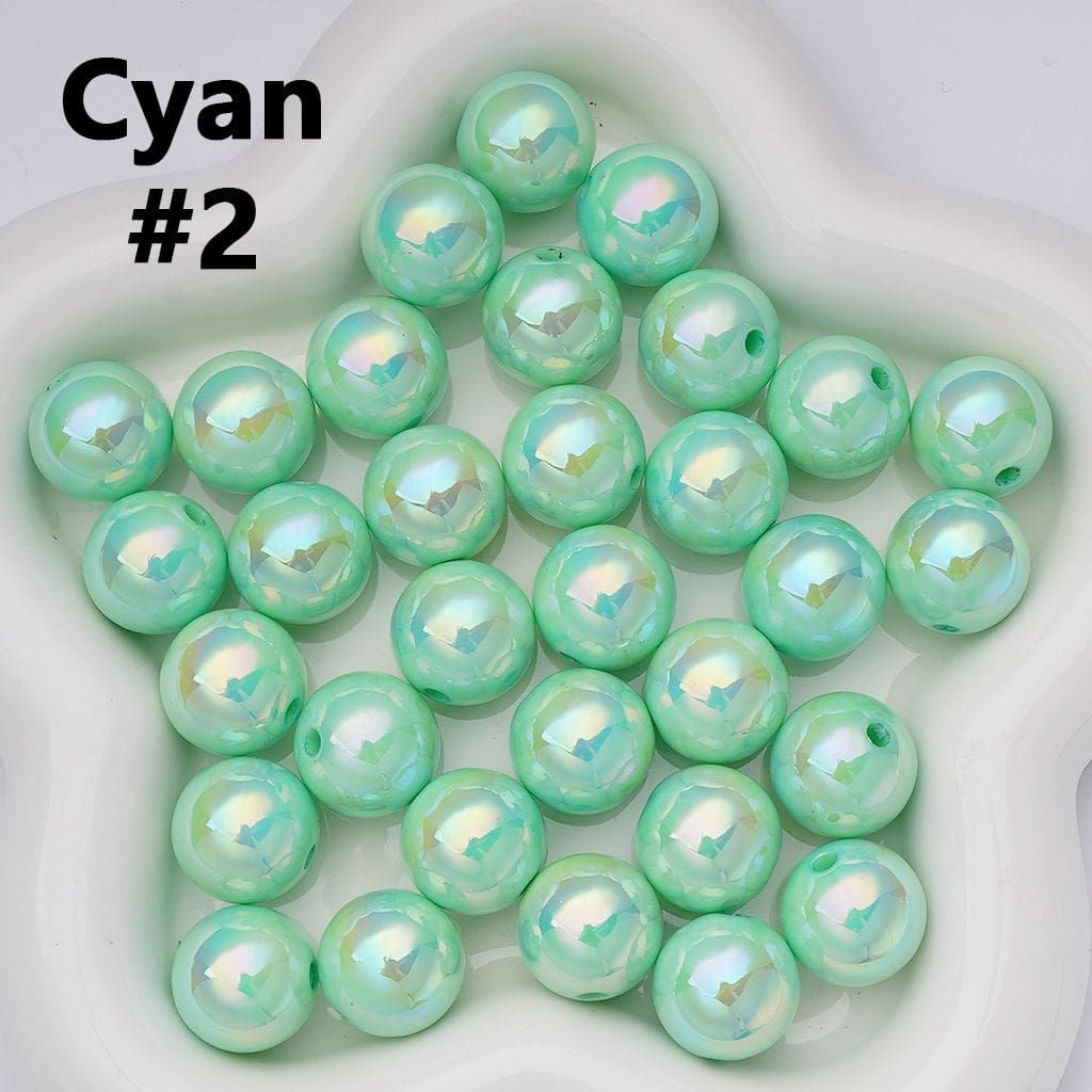 UV Coating Shiny Solid Color Round Acrylic Beads, 16MM