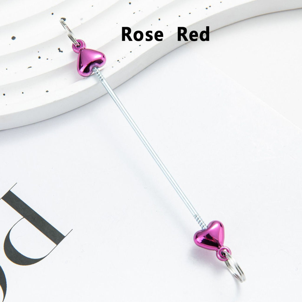 DIY Metal Beadable Keychain Bars with Hearts for Keychain Accessories in Metallic Colors, 89MM