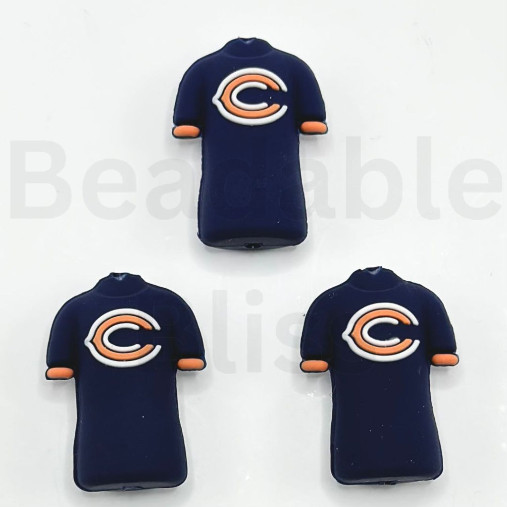 USA America Football Team Shirt Jersey Uniform Kansas Chie Lone Star Fighters  Golden Gate Gridiron Denver Football NOLA Football Bear Team Vegas Football Blue Team Buffalo Football Packer Team Red College Team  Silicone Focal Beads