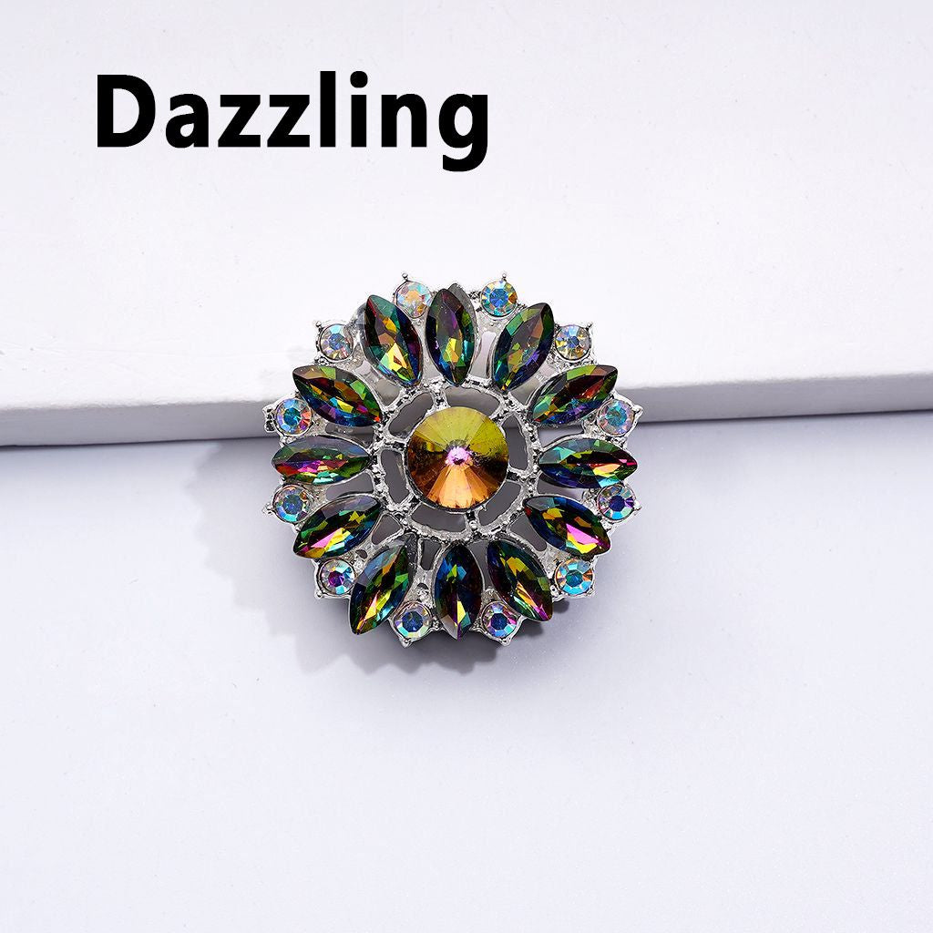 Bling Bling Fancy Silver Alloy Sun Flower with Colorful & AB Rhinestones Beads, Around 31MM