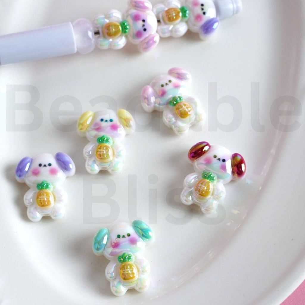 UVコーティング かわいいサンリ ポチャッコ 子犬 アクリルビーズ 約24×21mm ランダムミックス