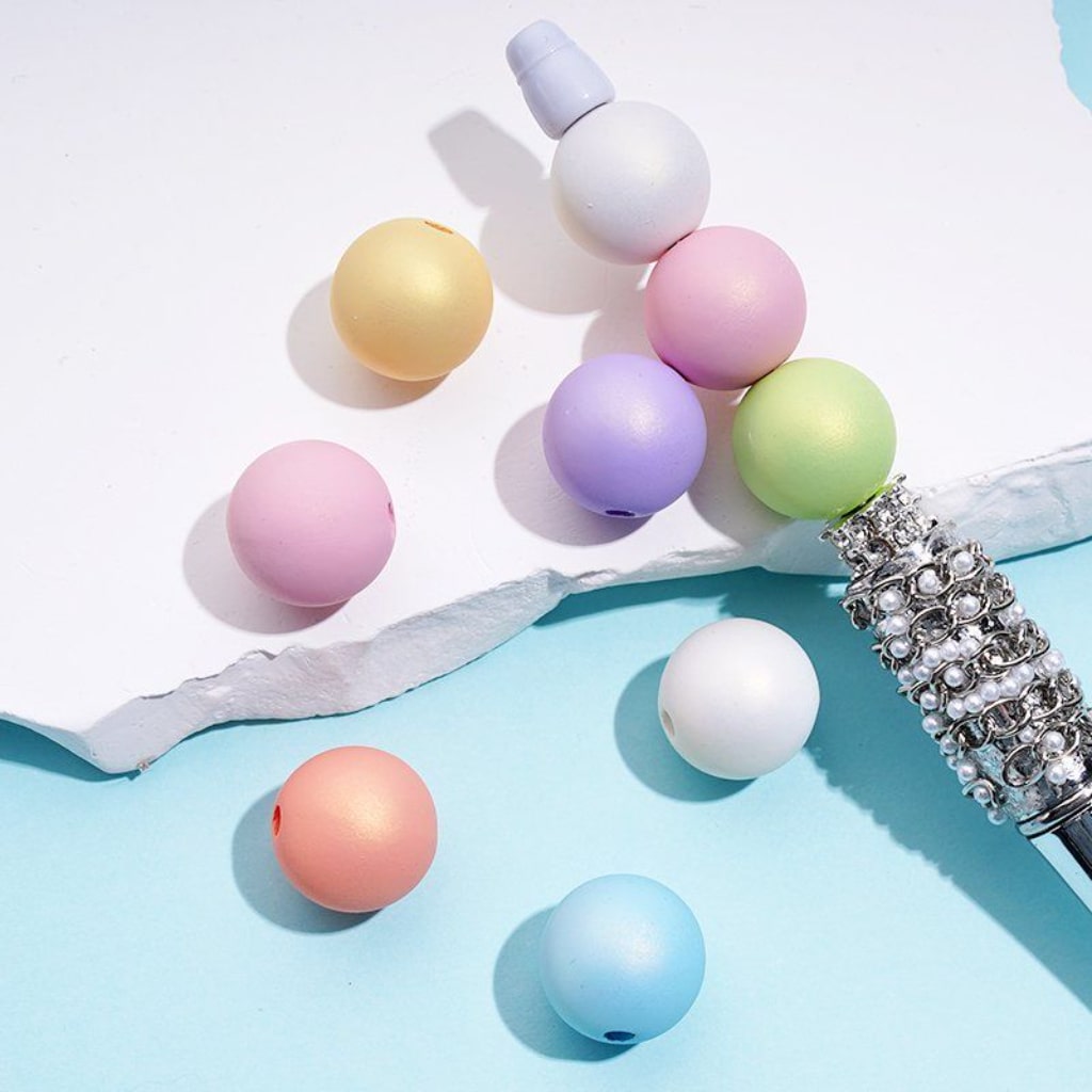 光沢のあるカラフルな丸型アクリルビーズ、16mm、ランダムミックス