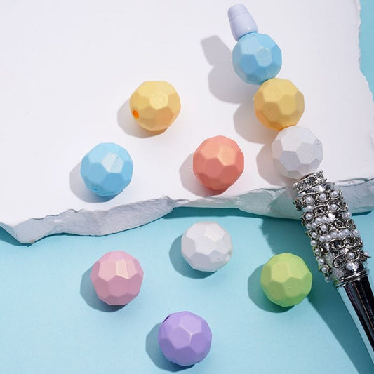 Solid Color Hexagon Acrylic Beads, 16MM, Random Mix