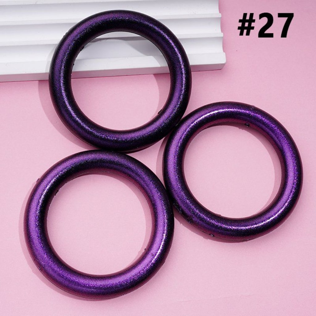 Glossy Colorful Silicone Ring Frame Bead Circle Round Car Hanger Charm Loop 65MM