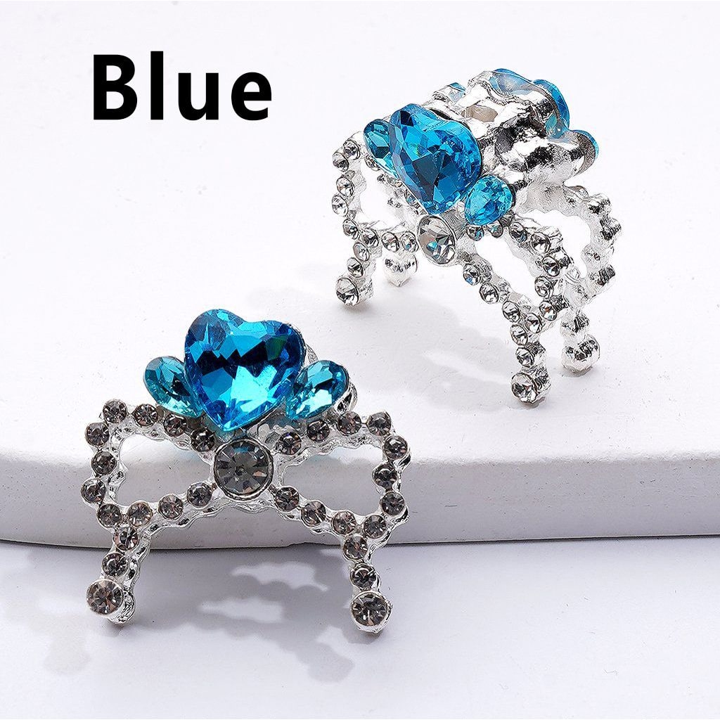 Bling Bling Fancy Silver Alloy Bowknot Beads with Multi-Color Heart Rhinestones for Jewelry Accessories