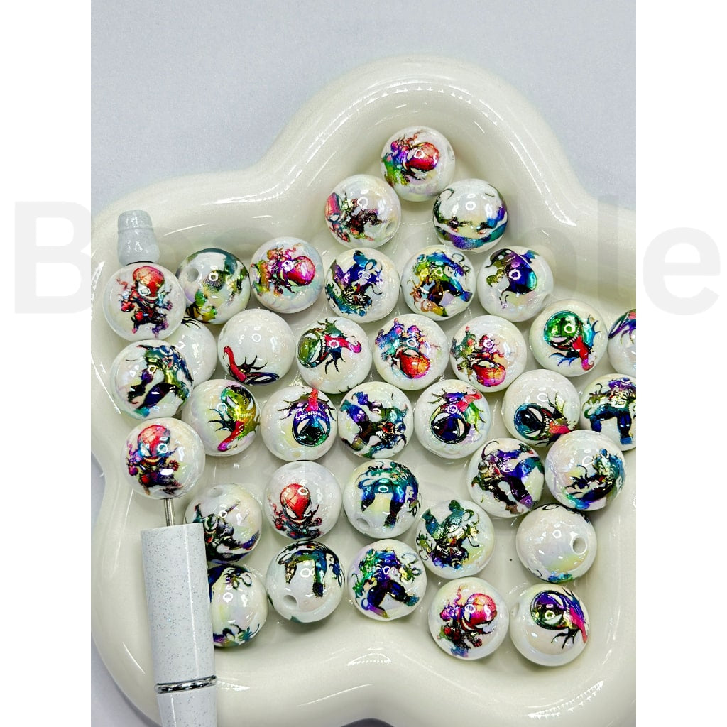 UV Coating Red Spider Titan Round Acrylic Beads, Random Mix, 16MM