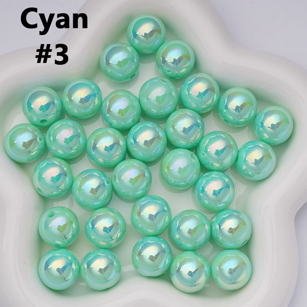 UV Coating Shiny Solid Color Round Acrylic Beads, 16MM