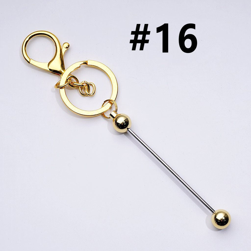 Classic Round Ball Style Beadable Metal Keychain with Bar and Lobster Clasp, Around 152MM Long (The Bottom Ball is Classic Round Ball Style)