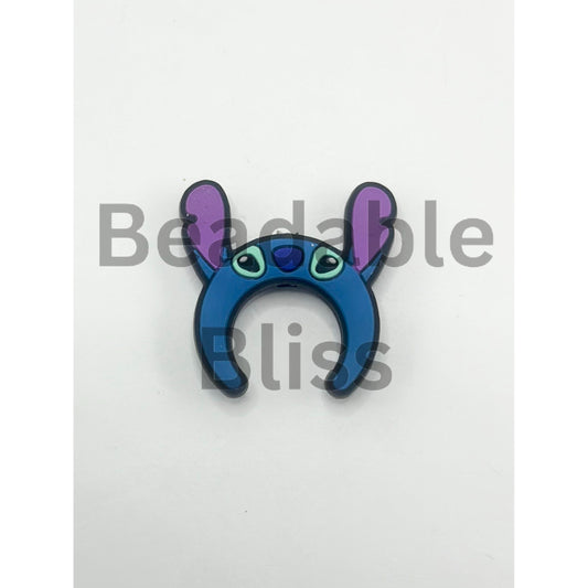 Cute Blue Ohana Nugget Cartoon Hair Clasp Band Hoop Silicone Focal Beads