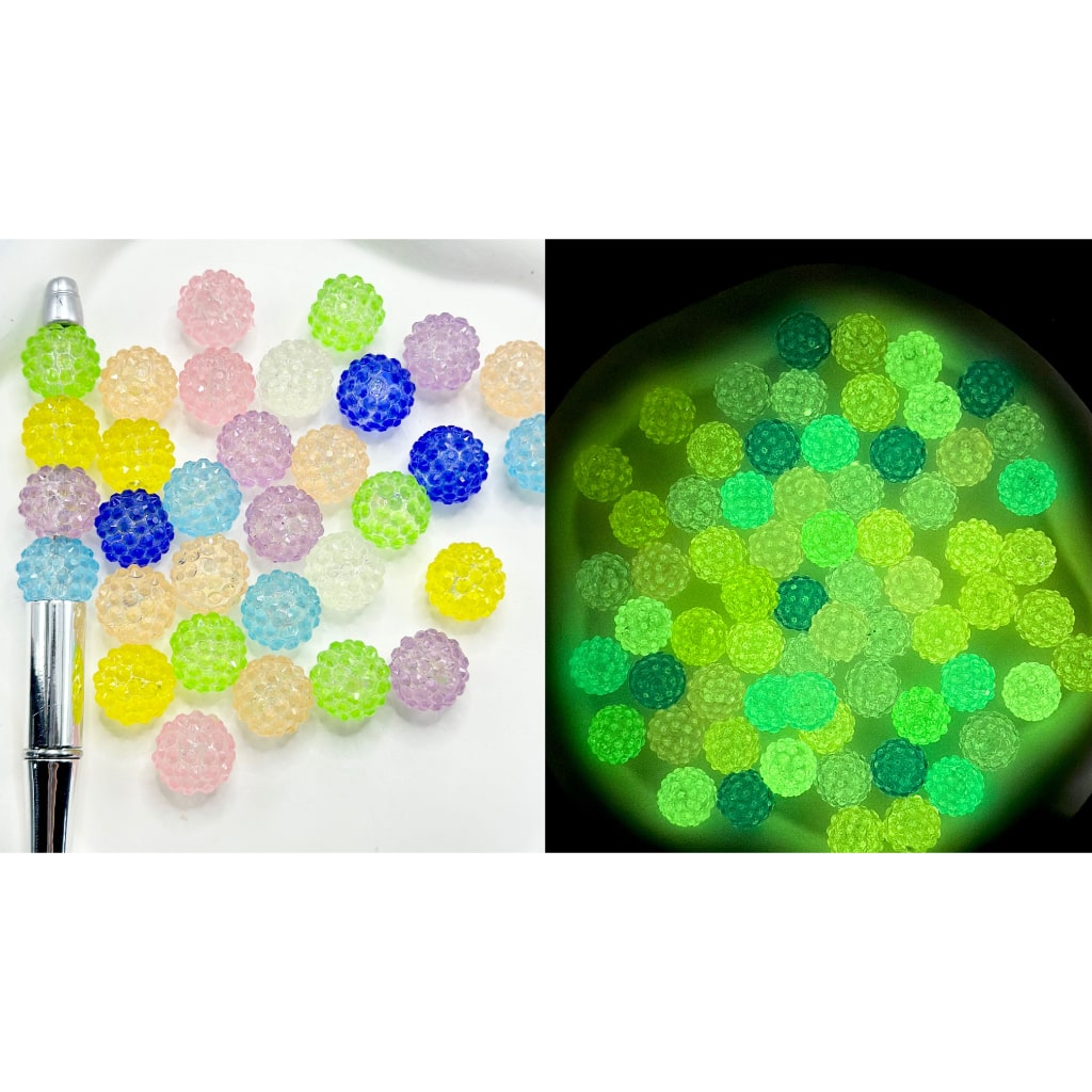 光沢のある半透明の凹凸アクリルビーズ、ランダムミックス、16MM