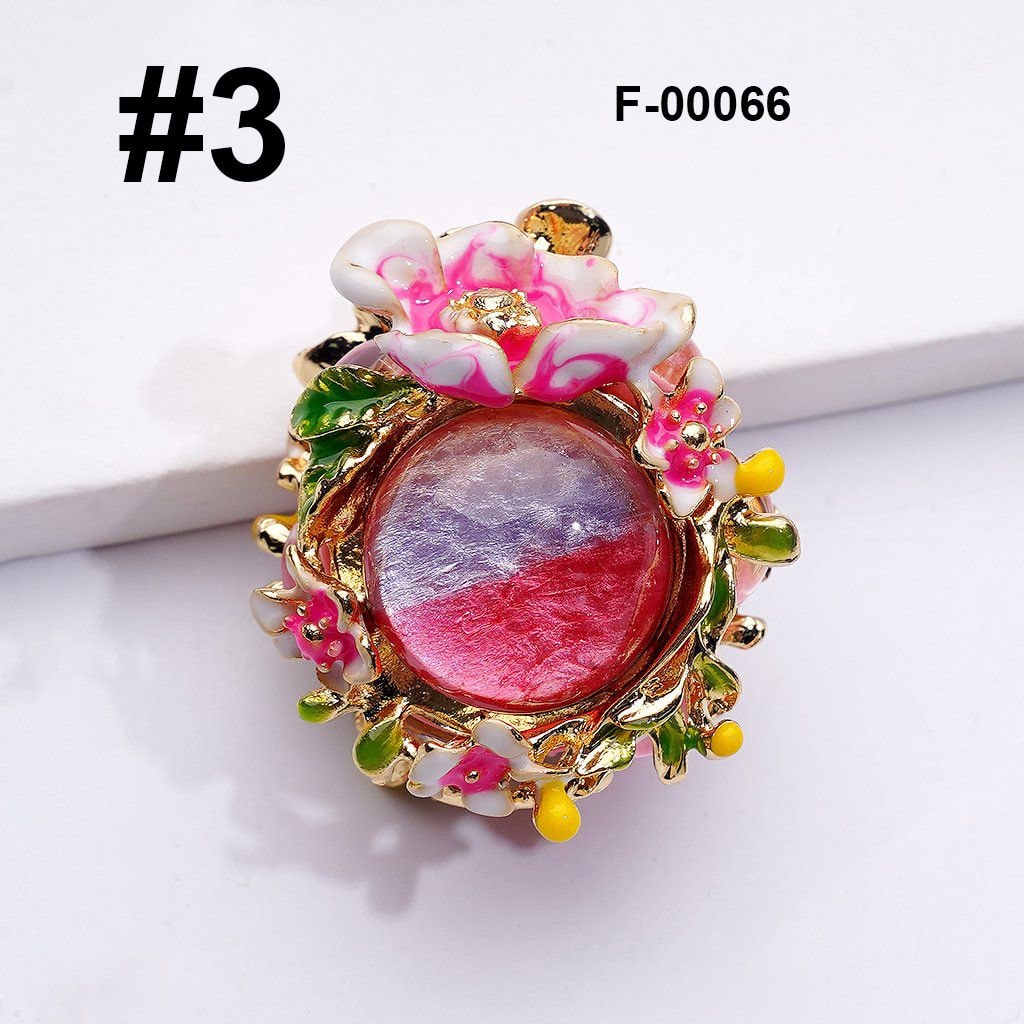 Exquisite Fancy Gold Alloy Flowers with Large Hemispherical Rhinestones Clay Beads, Around 28*26*24MM